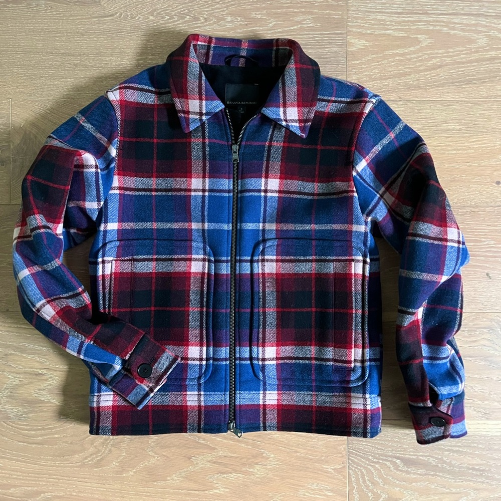 NWT Banana Republic Wool Plaid Barn Jacket sz S